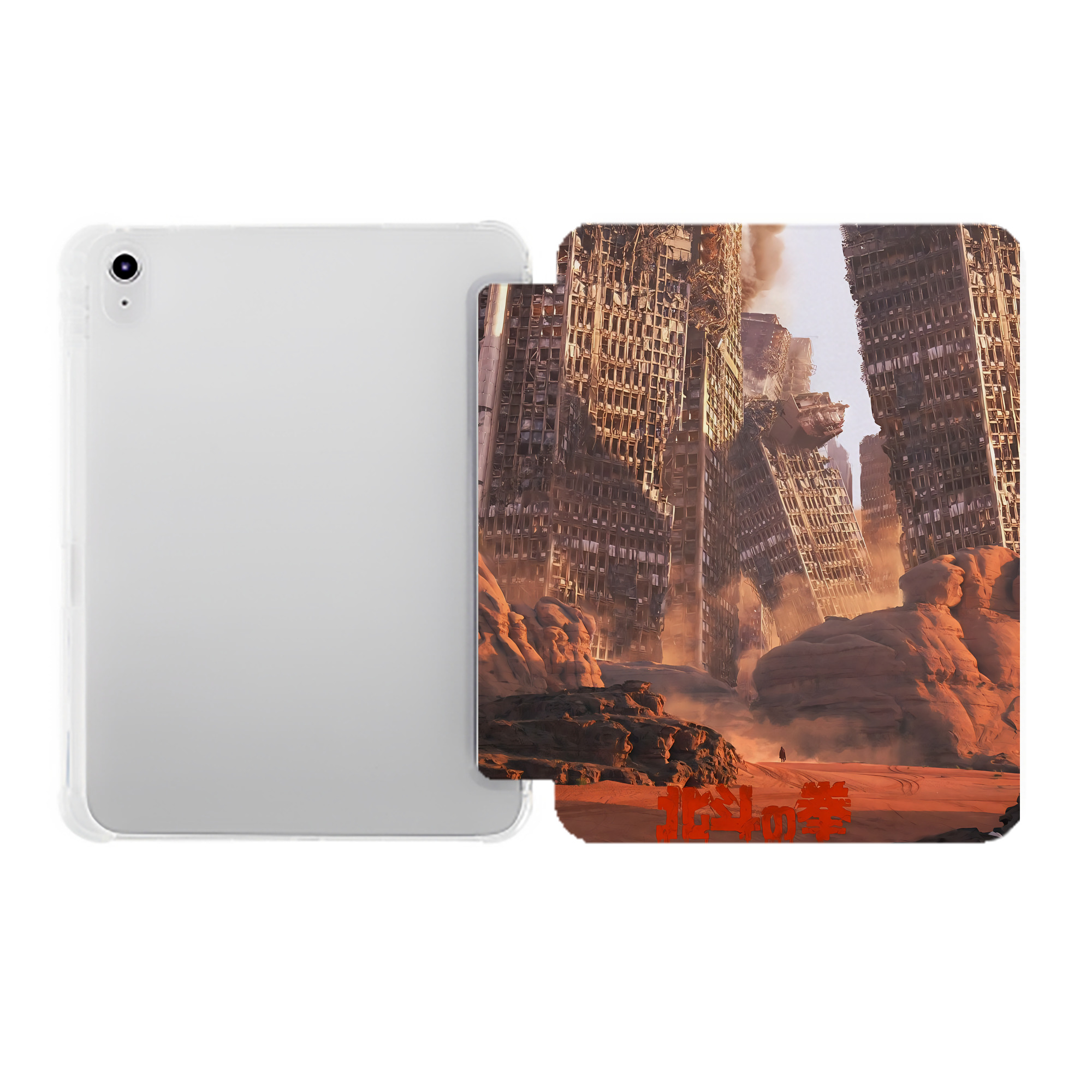 （画像用） 北斗の拳 Fist of the North Star IPad ケース ペン収納付き 三つ折りスタンド PUレザー×シリコン 対応機種9.5/10.5/10.9インチ